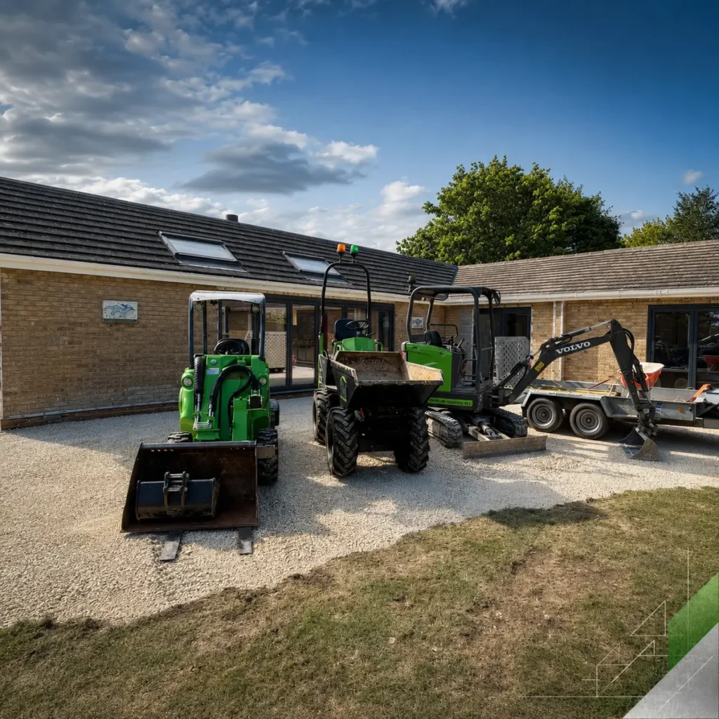 SM Build & Renovate machinery outside a completed residential building project